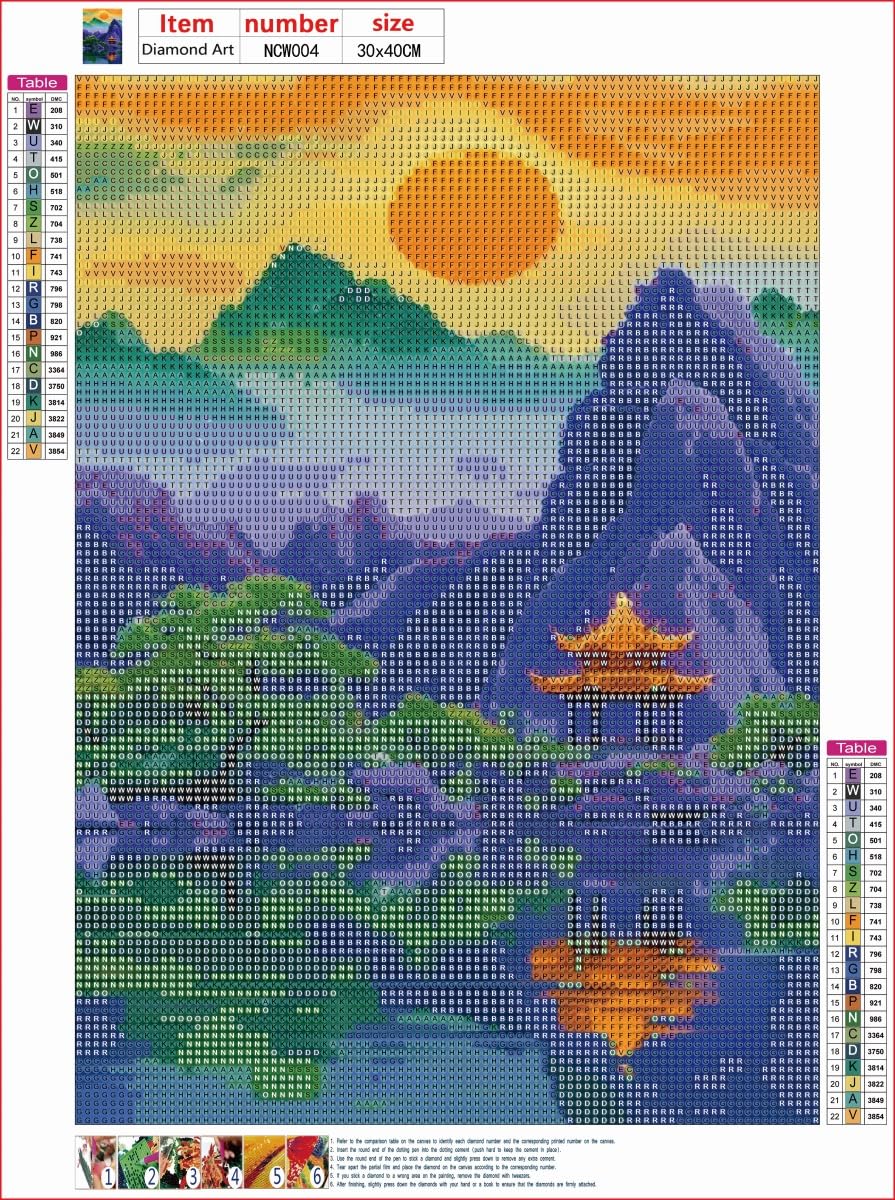 ZSWLLHP 12-Pack Asian Landscape Diamond Painting Kits, Full Round Drill 5D Purple Mountain Pagoda Scenery Diamond Art Sets for Adults, DIY Handmade Gem Paintings for Home Office Wall Art Decor