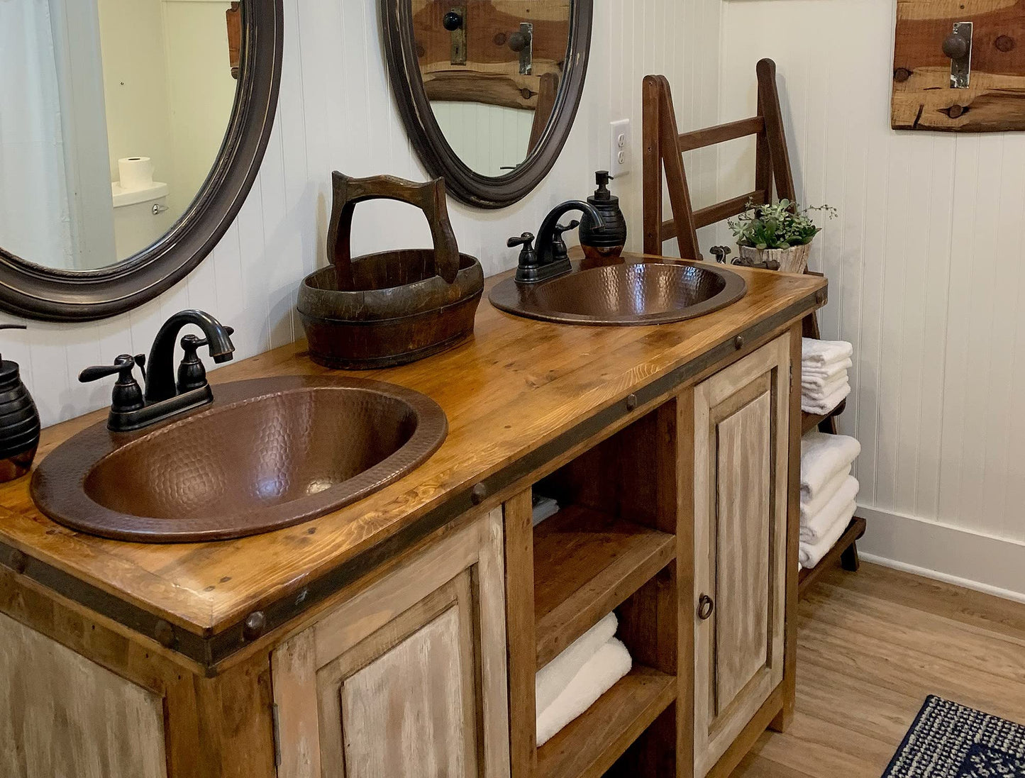 Sinkology Seville 20" Oval Drop-In Bathroom Sink - Aged Copper - Hand-Hammered Pure Solid Copper - Small Bathroom Sink with Drain and Care Kit