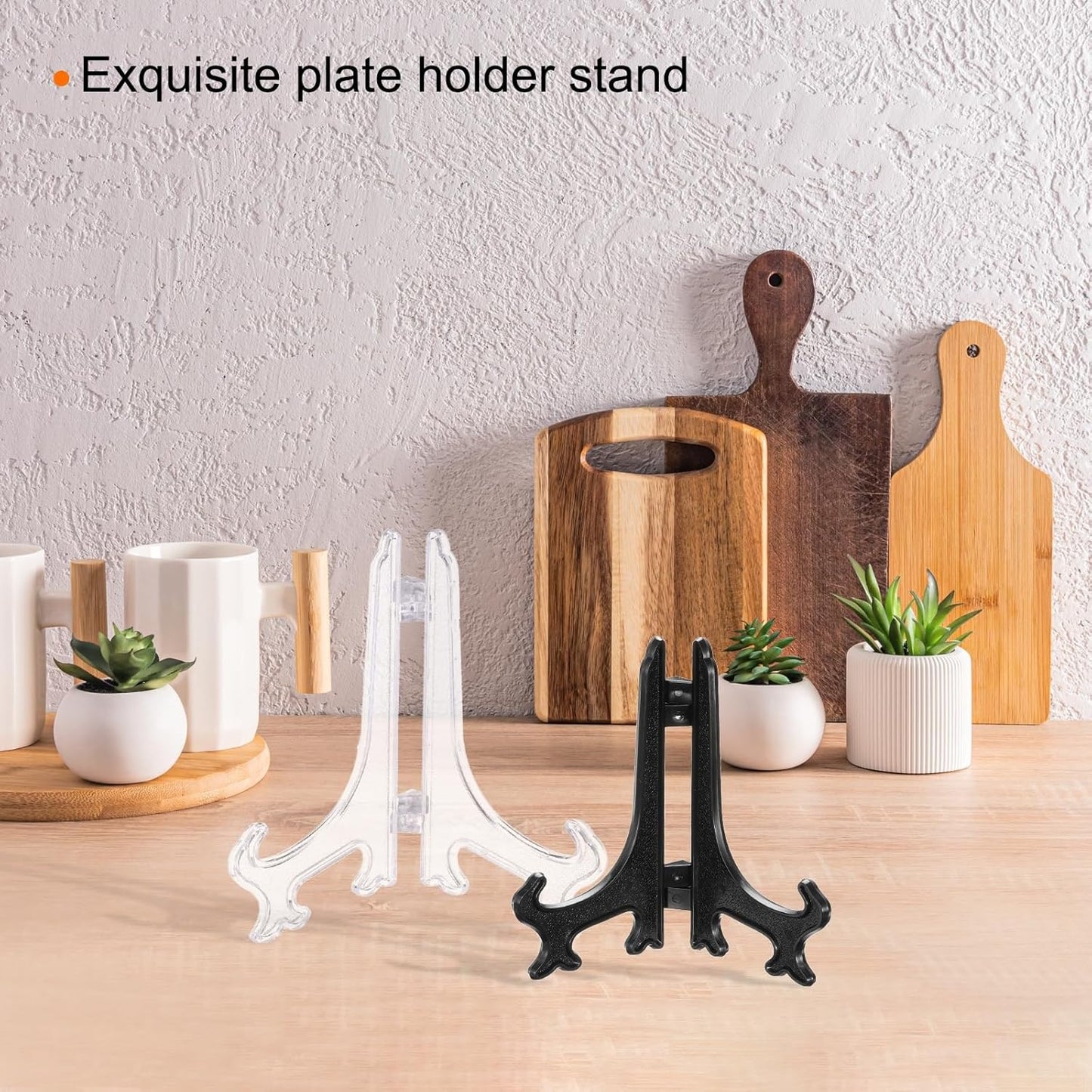 uxcell 4" Acrylic Plate Stands for Display, Black Easels for Card, Photo Frame, Desktop (12 Pcs)