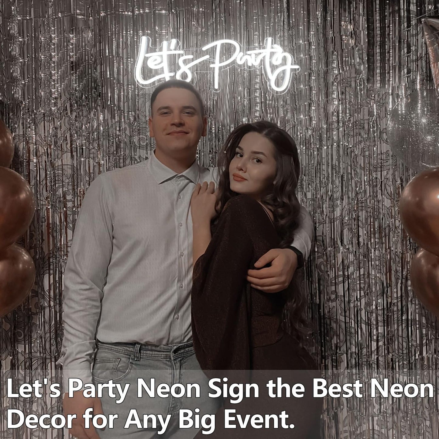 Let's Party Neon Sign, LED Neon Lights for Bedroom Wall Decor, Art Decorative Lights for Bachelorette Party, Engagement Party, Birthday Party, Living Room, Gamer Room Decor Aesthetic (Warm White)