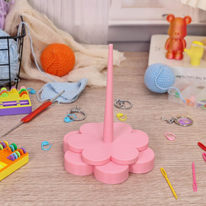 3D Printed Flower Yarn Holder for Crocheting & Knitting | Pink Yarn Spinner with Smooth Bearing | Tangle-Free Yarn Ball Dispenser Stand | Handmade Craft Gift for Women, Yarn Lovers