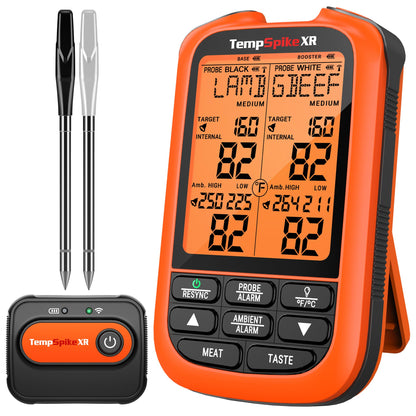 ThermoPro TempSpike 1000FT Wireless Meat Thermometer Digital with 2 Upgraded Ultra-Thin Probe, Kitchen Food Thermometer for Cooking, Turkey, Oven, Smoker, Rotisserie, BBQ, Grill Temperature Indicator