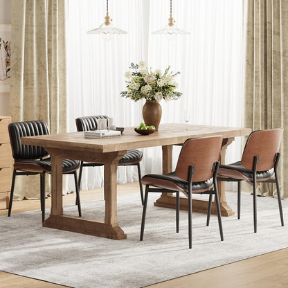 MALOL Leather Dining Chairs Set of 4, Modern Upholstered Dining Room Kitchen Chairs with Metal Legs and Wooden Back Support for Home Dining Room/Restaurant, Black