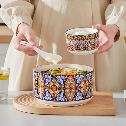 vancasso Serving Bowls with Lids Set of 4, Ceramic Nesting Mixing Bowls for Food Storage, Prep and Stackable, Dishwasher & Microwave Safe Gift Set, 60/36/20/10 OZ, Series SIMI