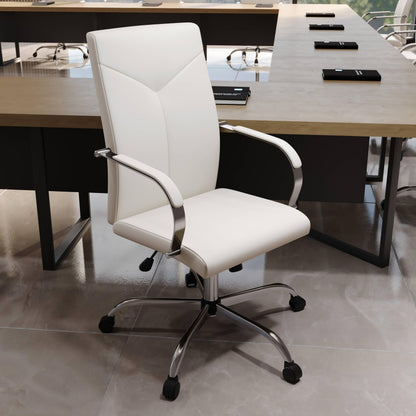 LeisureMod Sonora Modern Conference High Back Leather Ergonomic Executive Office Chair with Adjustable Height & Swivel for Home and Office Room