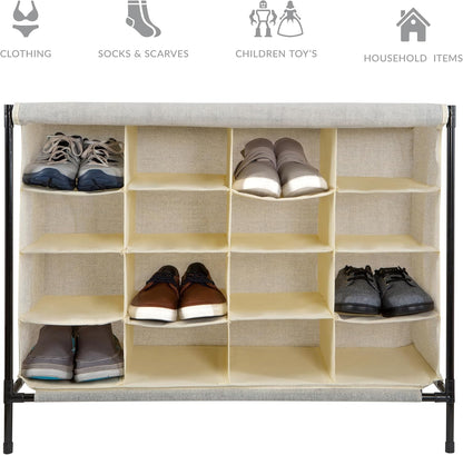 16 Closet Simplify Pair Shoe Rack with Cover | Stackable | Storage & Organization | | Bedroom | Entryway | Beige