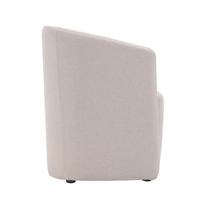 Manhattan Comfort Hearth Modern Barrel Dining Armchair, Accent Upholstered Dining Chair with Woven Fabric, Stylish Curved Back, High-Density Foam, Fully Assembled, Barley