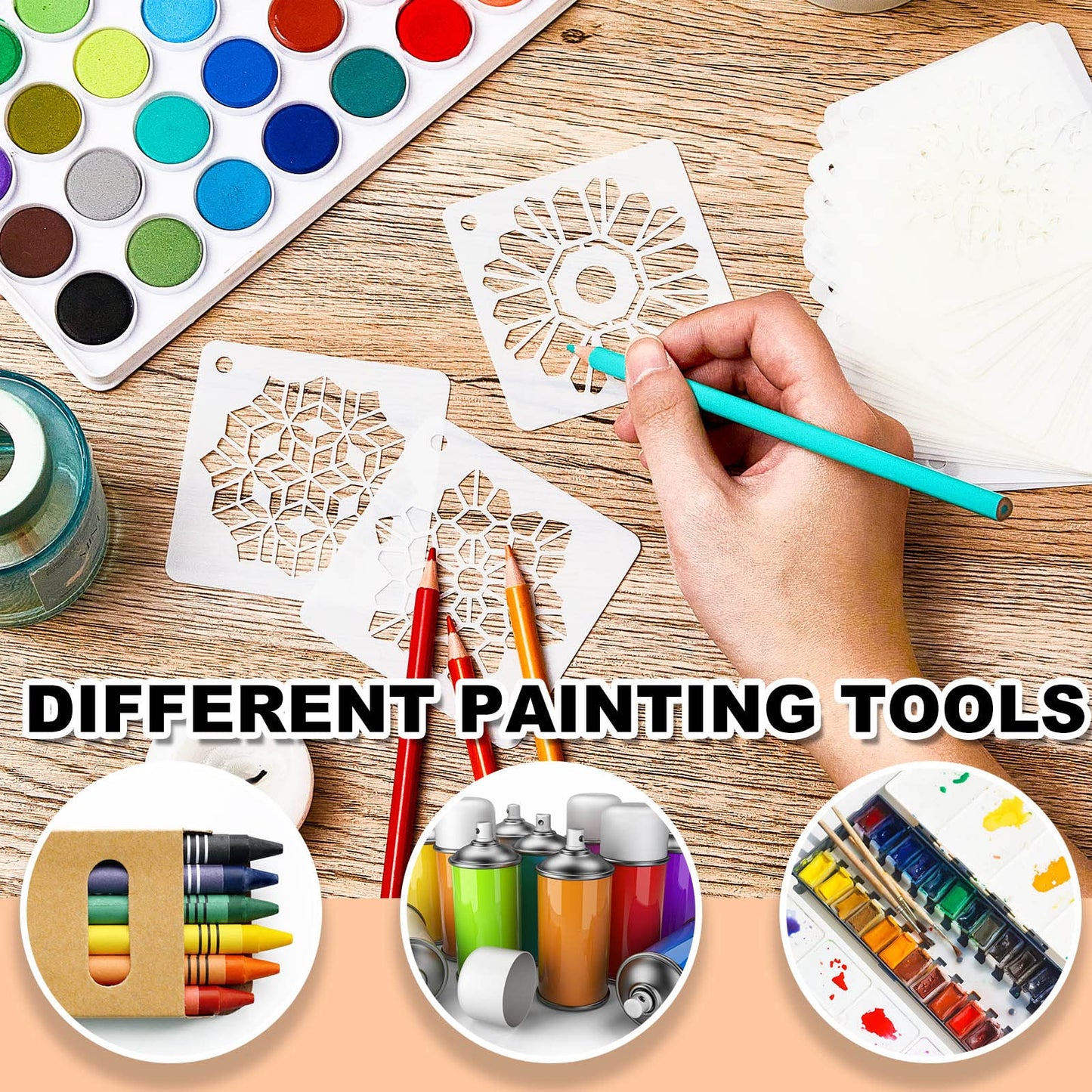 80 Pieces Mandala Stencils for Painting 3 x 3 Inch Mandala Painting Craft Stencils Reusable Templates for Wood Rocks Furniture Wall Floor DIY Art Projects Fabric Tile