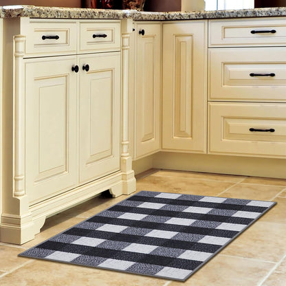 Ottomanson Ottohome Collection Non-Slip Rubberback Checkered Buffalo Plaid Design Indoor Area Rug, 2'3" x 3',