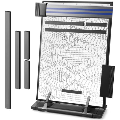 Flutesan Knitting Pattern Holder with 4 Replacement Magnets Knitting Chart Keeper Black Magnetic Cross Stitch Supplies and Accessories Cross Stitch Pattern Holder for Crochet, 13.78 x 8.27 Inch