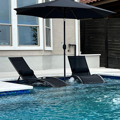 PURPLE LEAF Patio Chaise Lounge Set of 3 Outdoor Lounge Chair Beach Pool Sunbathing Lawn Lounger Recliner Chiar Outside Tanning Chairs with Arm for All Weather, Side Table Included, Black