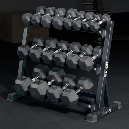 Valor Fitness 3-Tier Dumbbell Rack - Adjustable Weight Organizer Rack for Home Gym Dumbbell Storage Sports Equipment Organizer