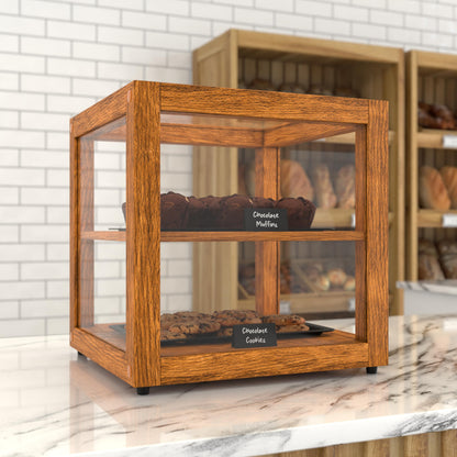 KoolMore 15 in. Light Wood Countertop Dry Bakery Display Case, Pastry, Cake and Bread Display with Tempered Glass