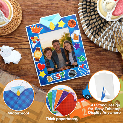 30 Packs Father's Day Picture Frame Craft with Sticker Happy Fathers Day DIY Craft Art Fathers paper photo frame Personalized Gifts for Father Dad Party Decoration Favor Home Classroom Game Activities