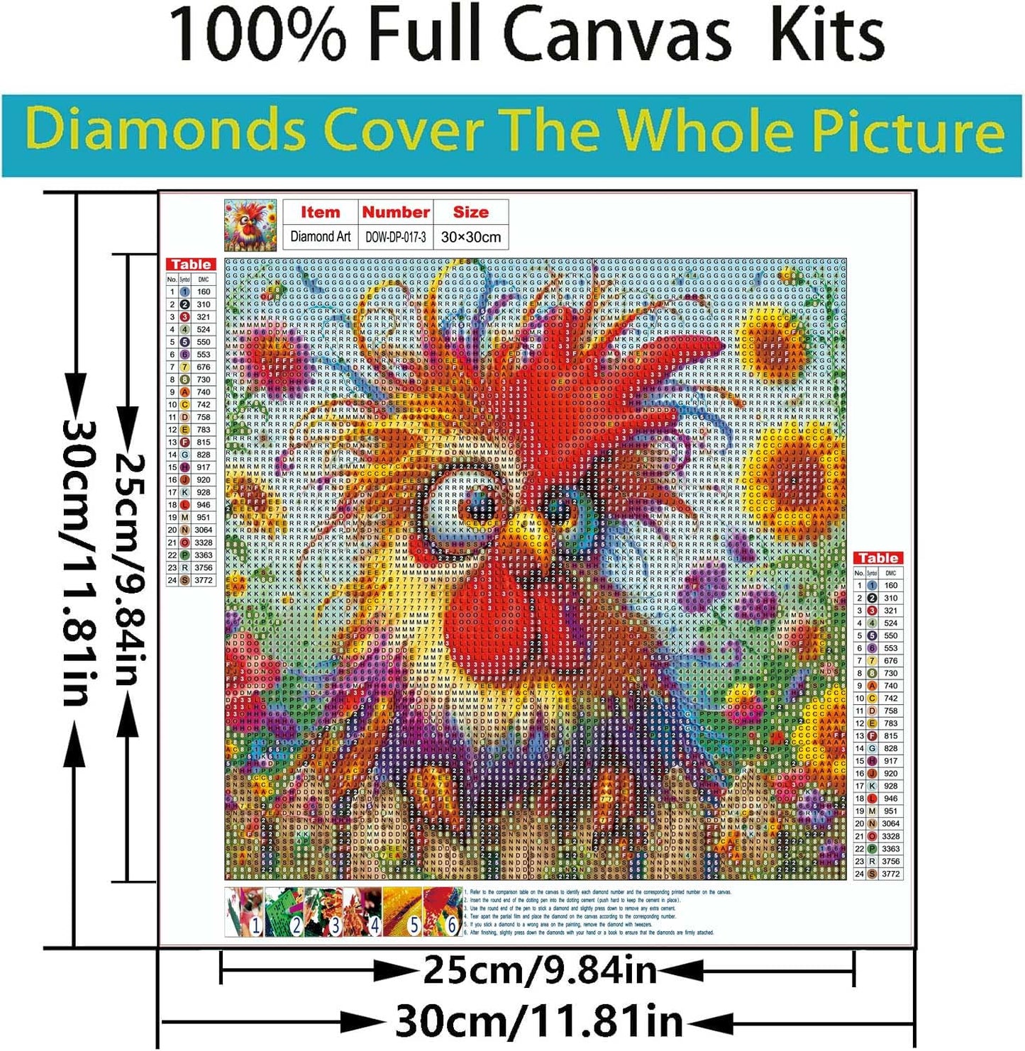 Dorwendis Diamond Painting Kits for Adults,4 Pack DIY Henhouse Chicken Diamond Art Kits for Beginners,5D Diamond Art for Adults,Full Round Drill Paint by Diamond Painting for Wall Decor Gifts12X12inch