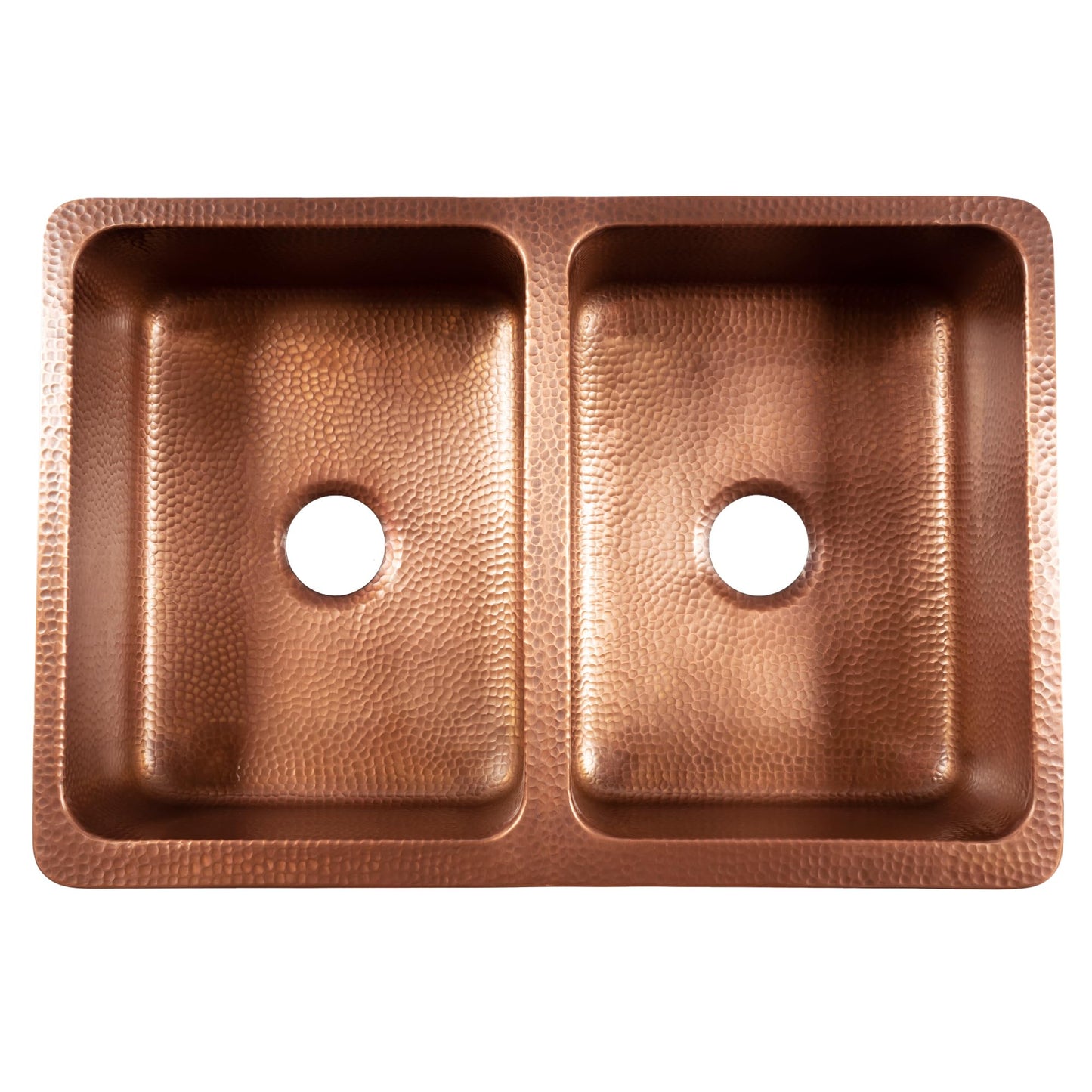Sinkology Lange 32 Inch Farmhouse Copper Sink - Handcrafted Hand-Hammered Solid Pure Copper Double Bowl Apron Front Farm Sink for Kitchen Remodel - Fits 36-Inch Cabinet - Sinkology Everyday Promise