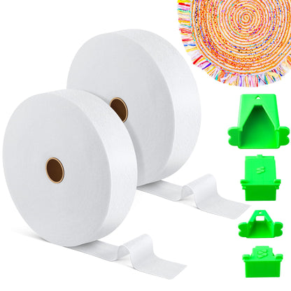 Ceoighe Fabric Roll Batting Strips with Tube Maker, 2 Rolls 100 Yards Total, 2 1/4 Inch Cotton Blend Quilt Batting for Quilting, Rugs, Braided Mats, DIY Sewing Projects