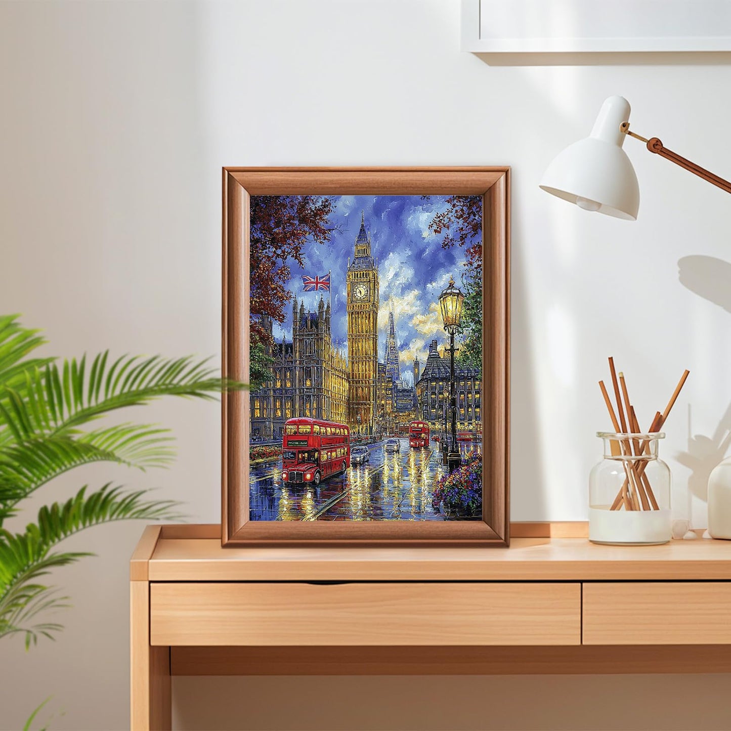 Lxmsja London Street Diamond Art Kits for Adults, Big Ben Diamond Painting Kits for Beginners, 5D DIY Full Drill Gem Art Crafts for Adults, Home Wall Decor 12x16 inch