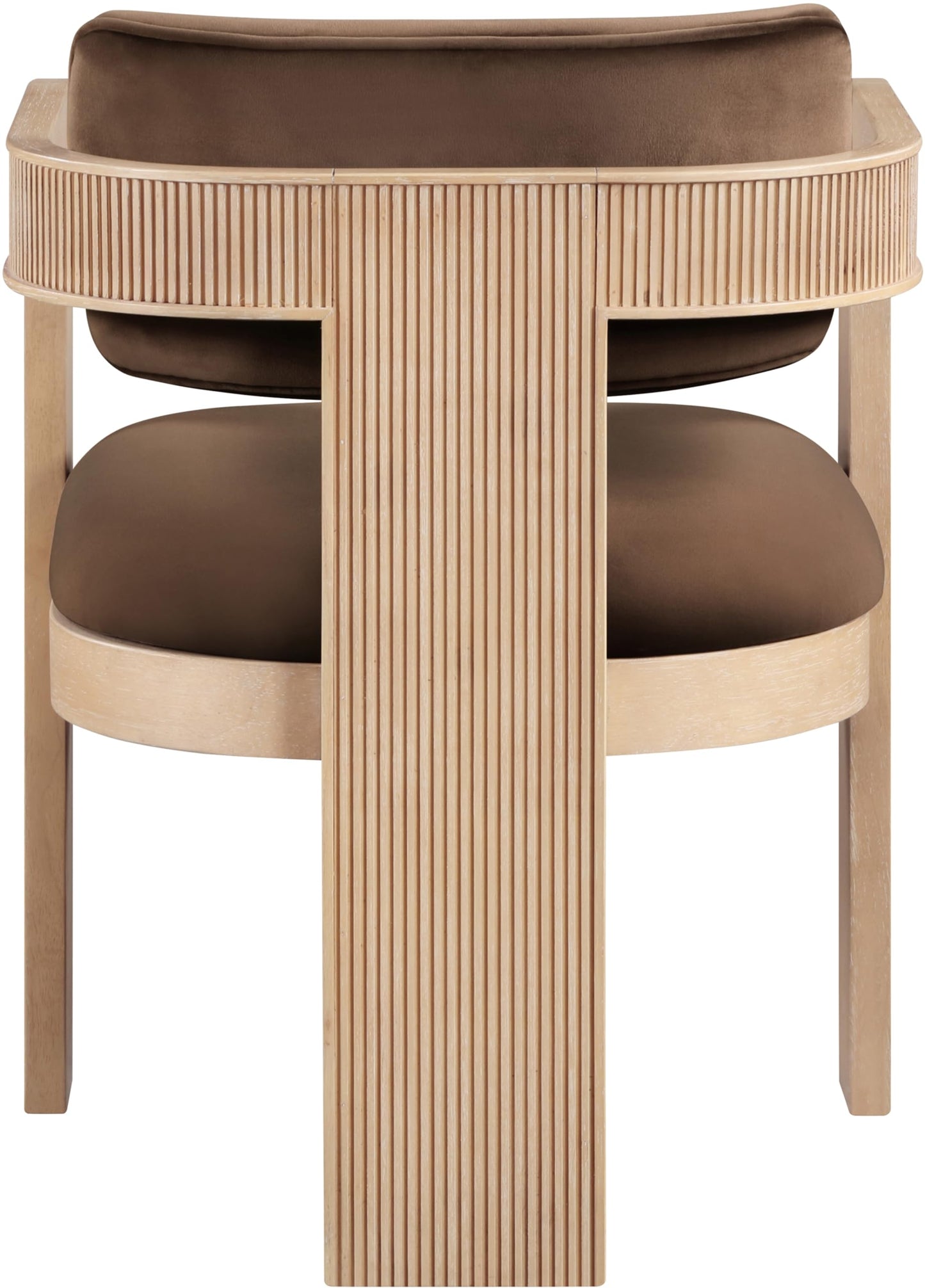 Meridian Furniture 11094Brown-C Sacha Collection Art Deco Dining Chair, Ultra Luxe Brown Velvet, 460 GSM Velvet, Solid Fluted Wood Natural Finish, 22.5" W x 22" D x 31" H, Brown, Set of 2