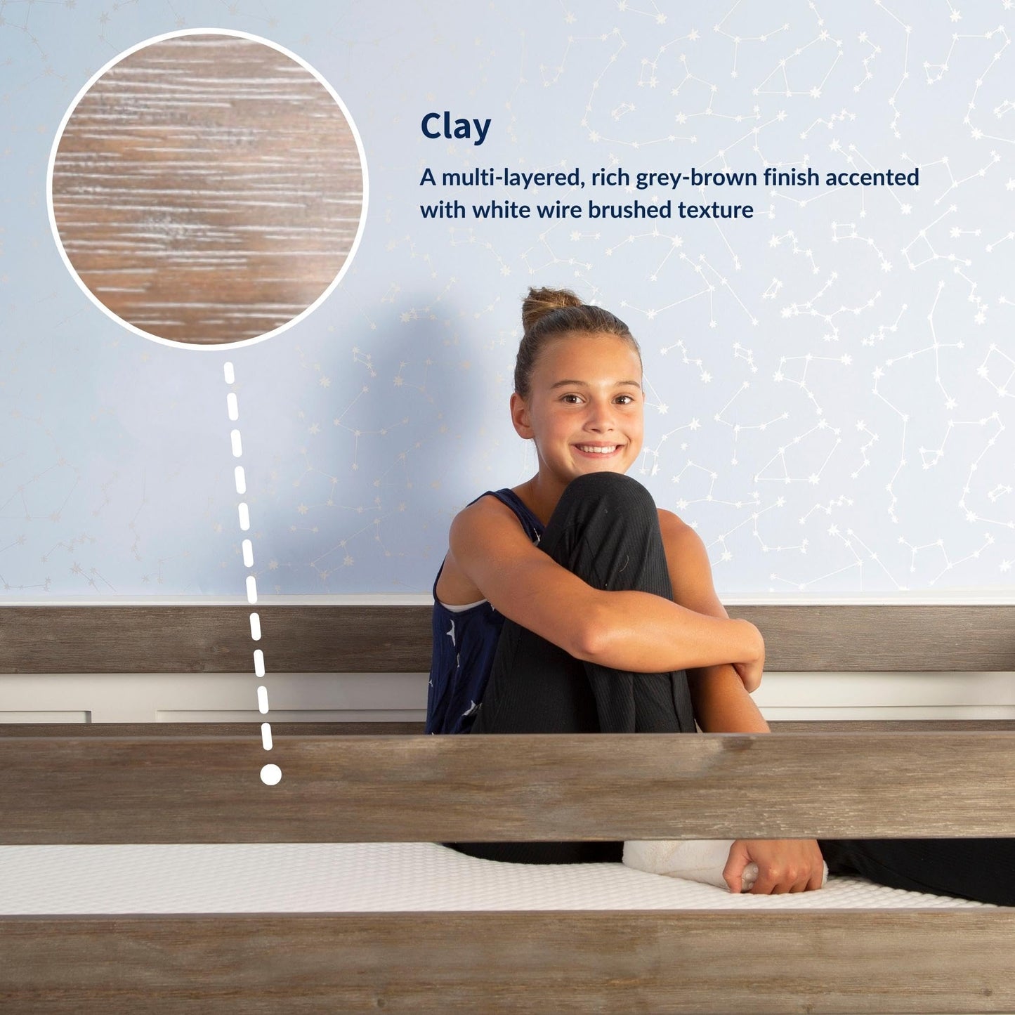 Max & Lily High Loft Bed, Twin Bed Frame for Kids With Bookcase and Desk, Clay