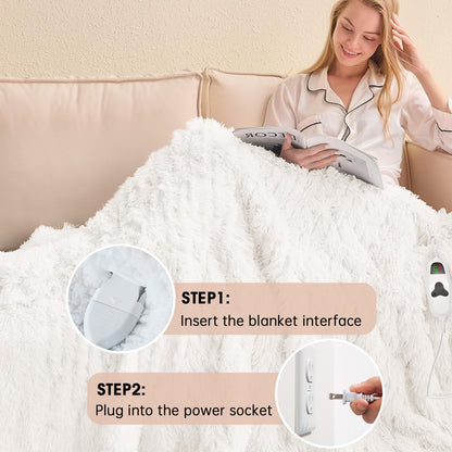 Heated Electric Blanket Throw,Warm Winter Birthday Gifts for Women Her Grandma-Faux Fur with Soft Sherpa,10 Heat Settings,5 Time Settings with Fast Heating, 50x60, Rainbow