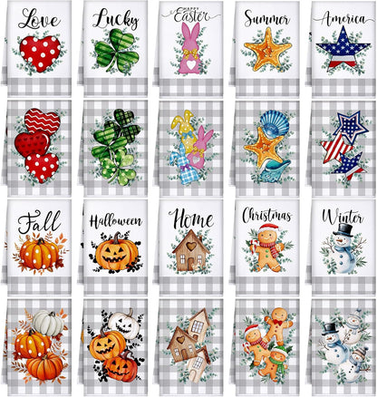 20 Set 16 24 FuWeave Pcs Holiday Kitchen Towels Seasonal Decorative Hand Towels Christmas Dish Cloths Winter