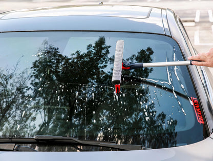 DSV Standard Professional Window Squeegee | 2-in-1 Window Cleaner Sponge and 10" Soft Rubber Strip with Extension Pole 50 Inch & 127 cm | Adjustable to Clean from Multiple Angles