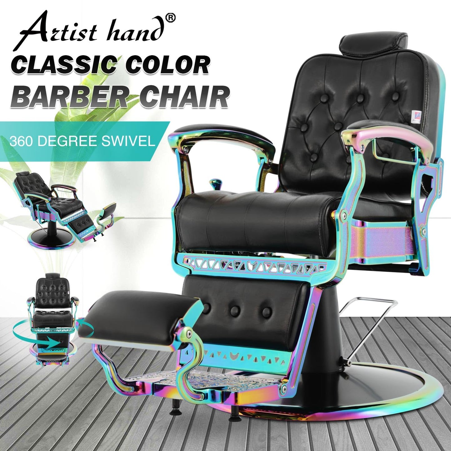 Artist hand Barber Chair All Purpose Hydraulic Recline Salon Chair Beauty Spa Vintage Barber Chair Heavy Duty Chair (Laser Frame)