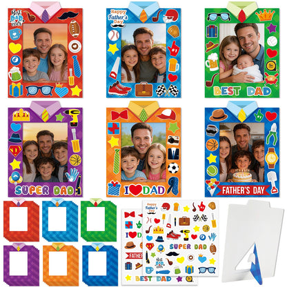 30 Packs Father's Day Picture Frame Craft with Sticker Happy Fathers Day DIY Craft Art Fathers paper photo frame Personalized Gifts for Father Dad Party Decoration Favor Home Classroom Game Activities
