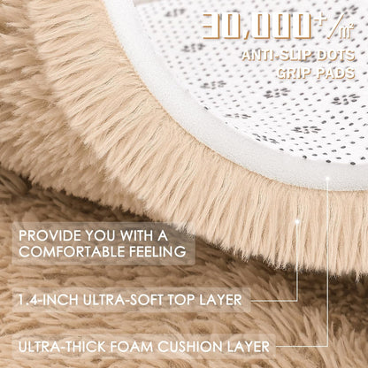 OLANLY Accent Rug - Soft Fluffy Shaggy Area Rug for Bedroom & Living Room | Machine Washable, Beige