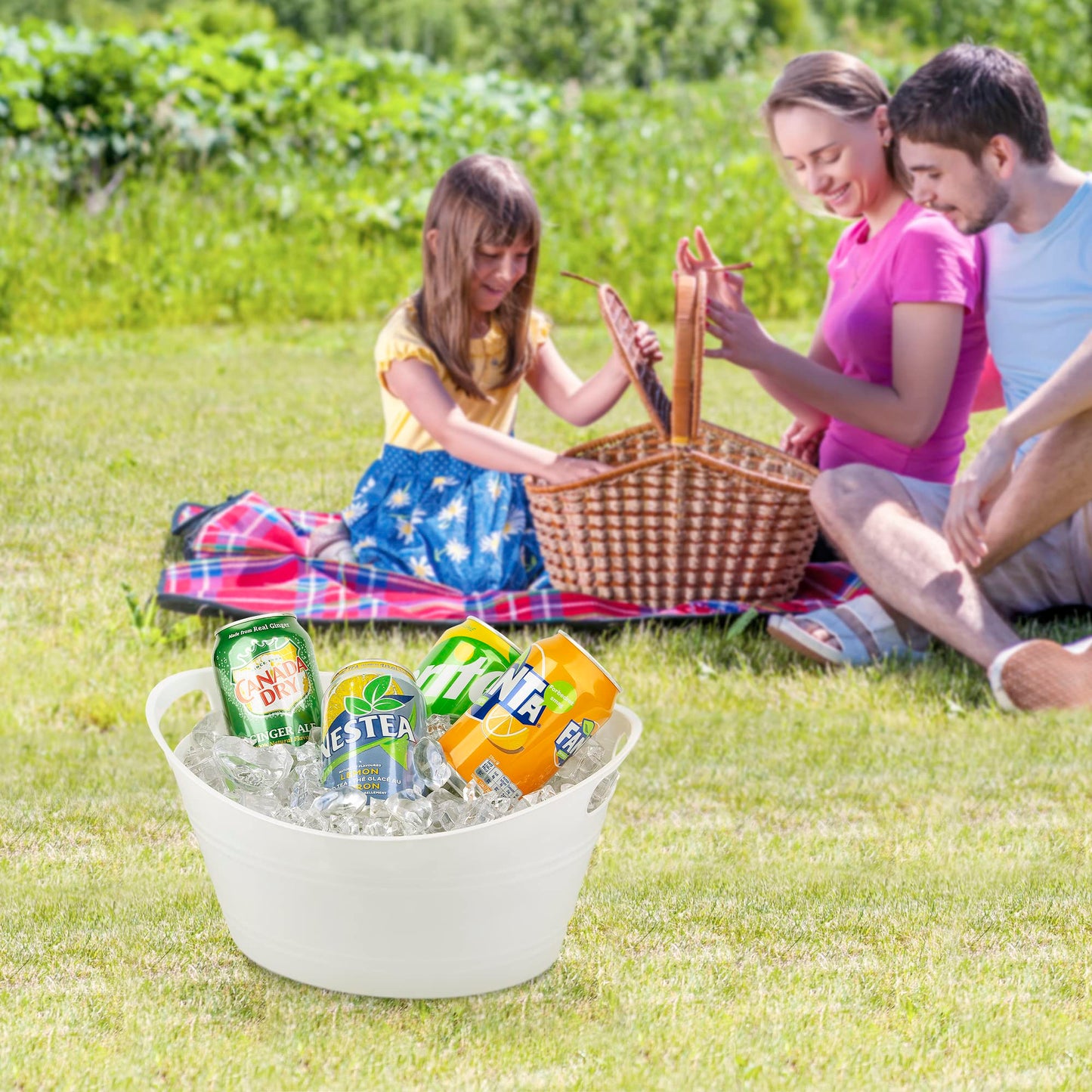 Tiawudi 6 Pack Plastic Oval Storage Tub, Ice Bucket for Wine, Beer and Champagne, Bottle Drink Cooler for Parties, Storage Basket, 4.5 Liter