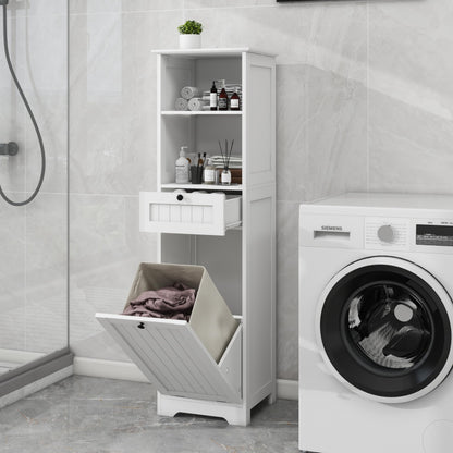 One Compartment One Drawer Tilt Out Laundry Sorter Cabinet White