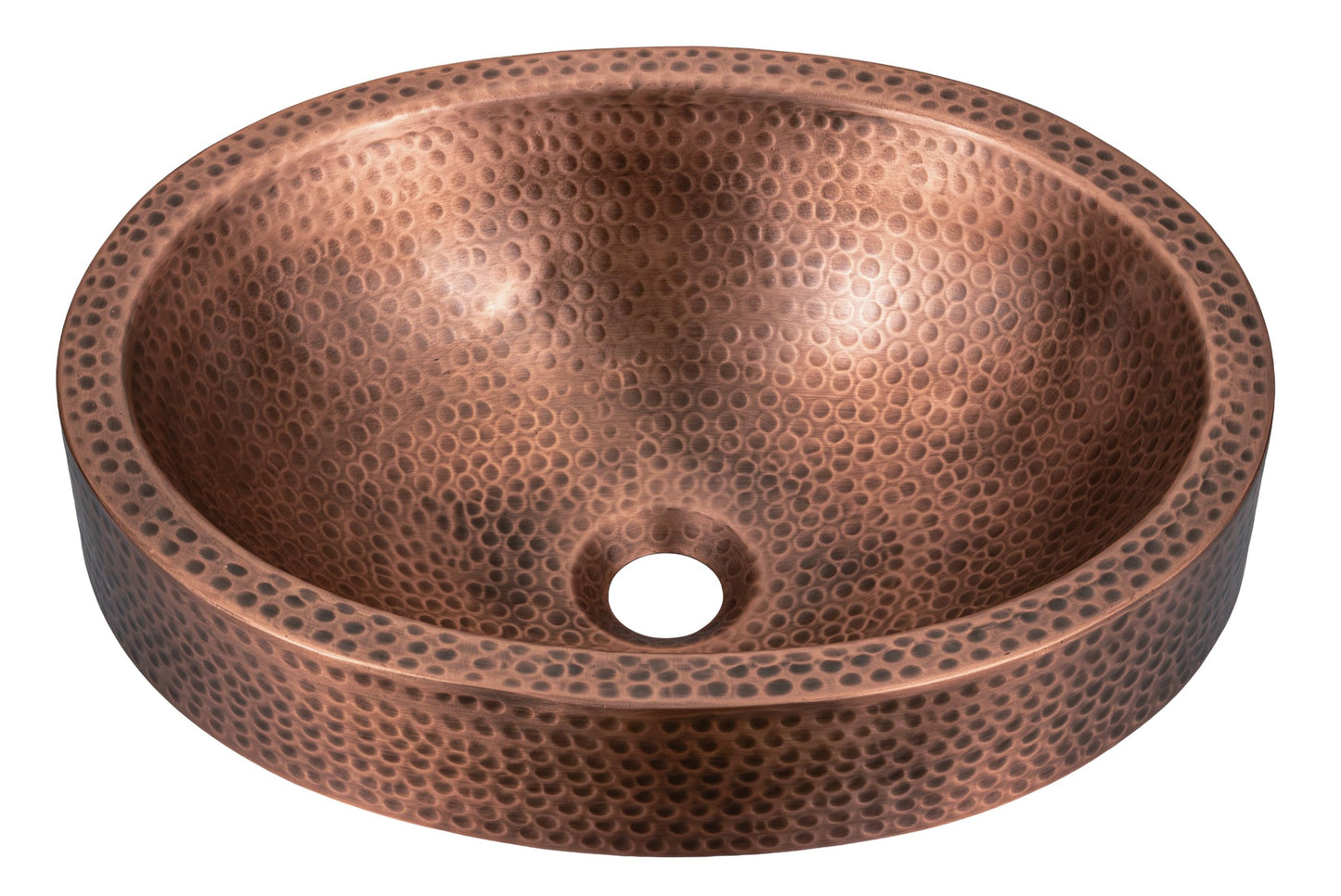 Monarch Abode Bathroom Sink – 17-Inch Oval Skirted Drop In Bathroom Sink, Top Mount Hand Hammered Pure Copper Vanity Sinks for Countertop, Powder Room or Restroom, Drop in Sinks for Bathrooms