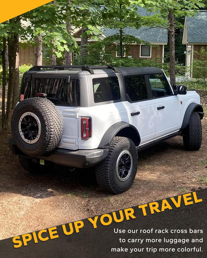 Broaddict Half Short Roof Rack Cross Bars Fit for 2021-2025 2026 Ford Bronco 4-Door Hard Top, Aluminum Side Rail Luggage Carrier, for Kayak, Bike, Snowboard Low Profile Bronco Storage Accessories