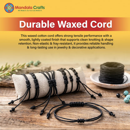 Mandala Crafts 1mm Red Cotton Waxed Cord for Jewelry Making, 109 Yards – Waxed Cotton String for Decorative Knotting and Accessory Assembly