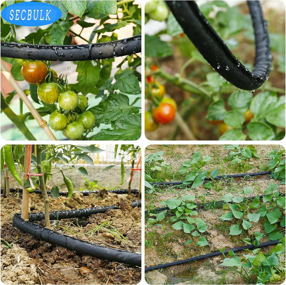 Secbulk 2025 Flat Soaker Hose - 150 ft Linkable Drip Hose for Efficient Garden Irrigation | Dual-Layer Leak-Free Design