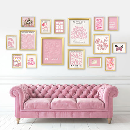 ANERZA 16 PCS Pink Wall Art Decor, Matisse Gallery Wall Prints for Bedroom, Light Pink Posters for Room Aesthetic, Collage Kit Pictures for Living Room, Teen Girls Dorm Home Artwork