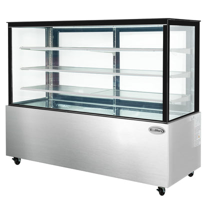 KoolMore Refrigerated Bakery Display Case for Cakes, Pies, and Pastries, 71” Stainless Steel Frame, Glass Front, Multi-Tiered Shelving Rack and LED Lighting- 30 cu.ft (RBD30C)
