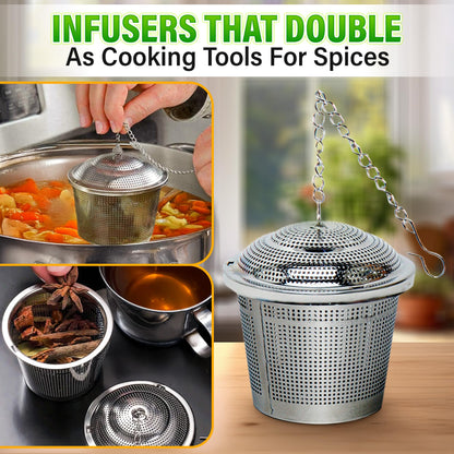 Set of 1 Large Tea Infuser, 2 Small Infuzers & Scoop With Bag Clip - Stainless Steel Infuser for Loose Leaf Tea Steeper Tea Strainers for Loose Tea Diffusers for Loose Tea - Loose Leaf Tea Infuser
