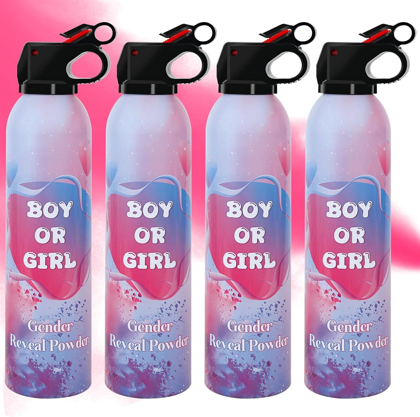 4 Pack Pink Gender Reveal Smoke Bombs for Baby Girl, Color Powder or Dust for Gender Announcement Idea, Baby Shower