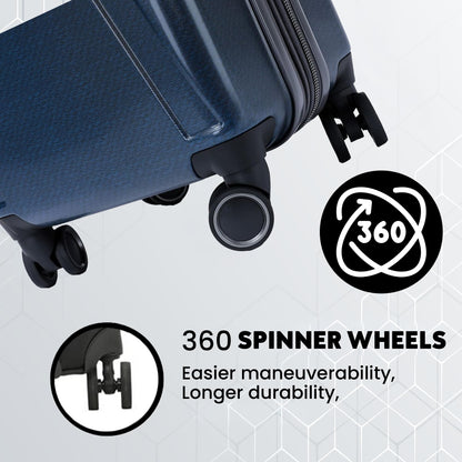 Spyder Traverse 3 Piece Carry On & Checked Suitcase Set with 360° Spinner Wheels, TSA Approved Lock (20 Inch, 25 Inch, 29 Inch), Deep Blue