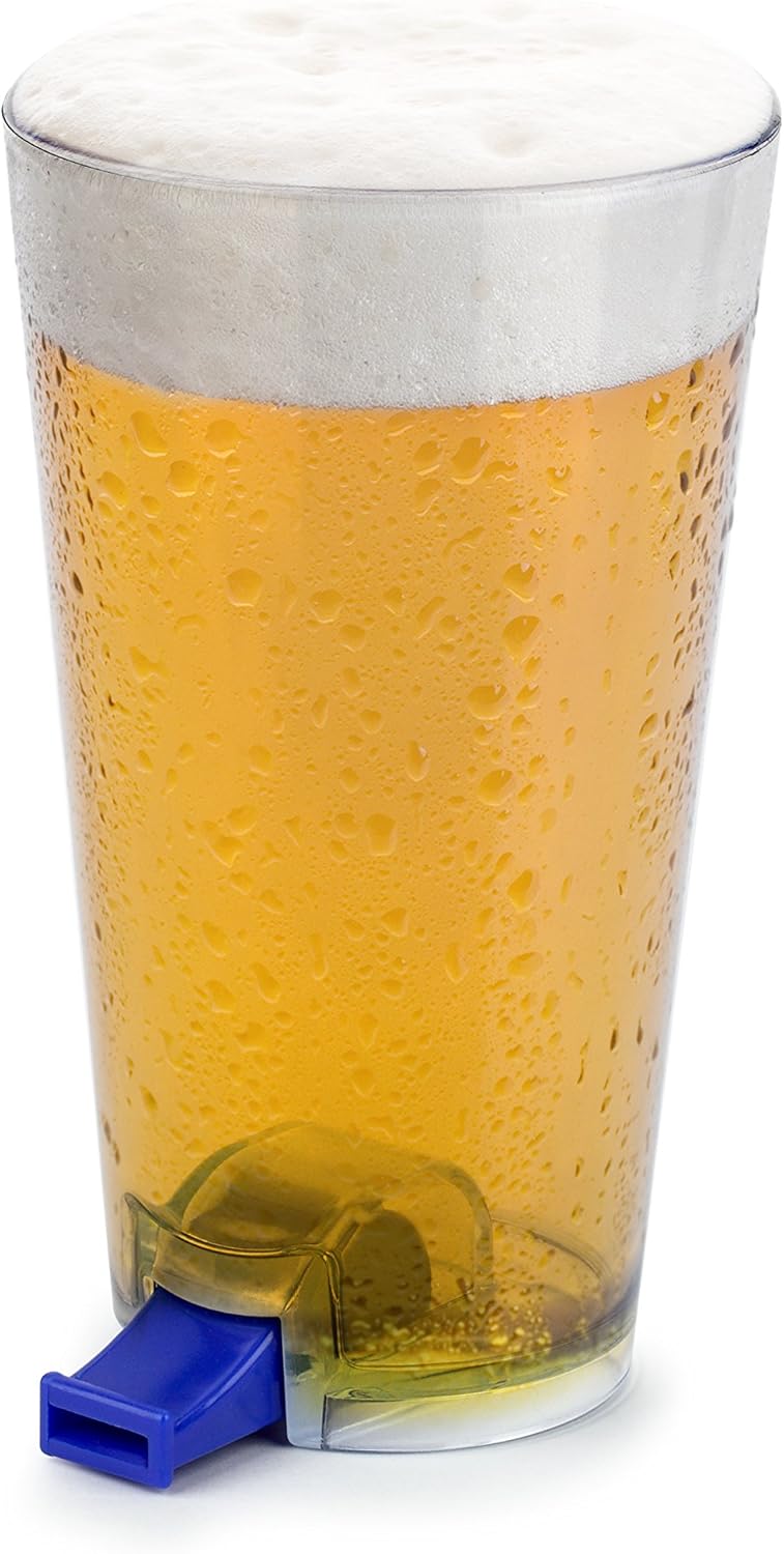 Barbuzzo Wet My Whistle Pint Glass, 16 Ounce Reusable Glass with Whistle, Fun Drinking Game