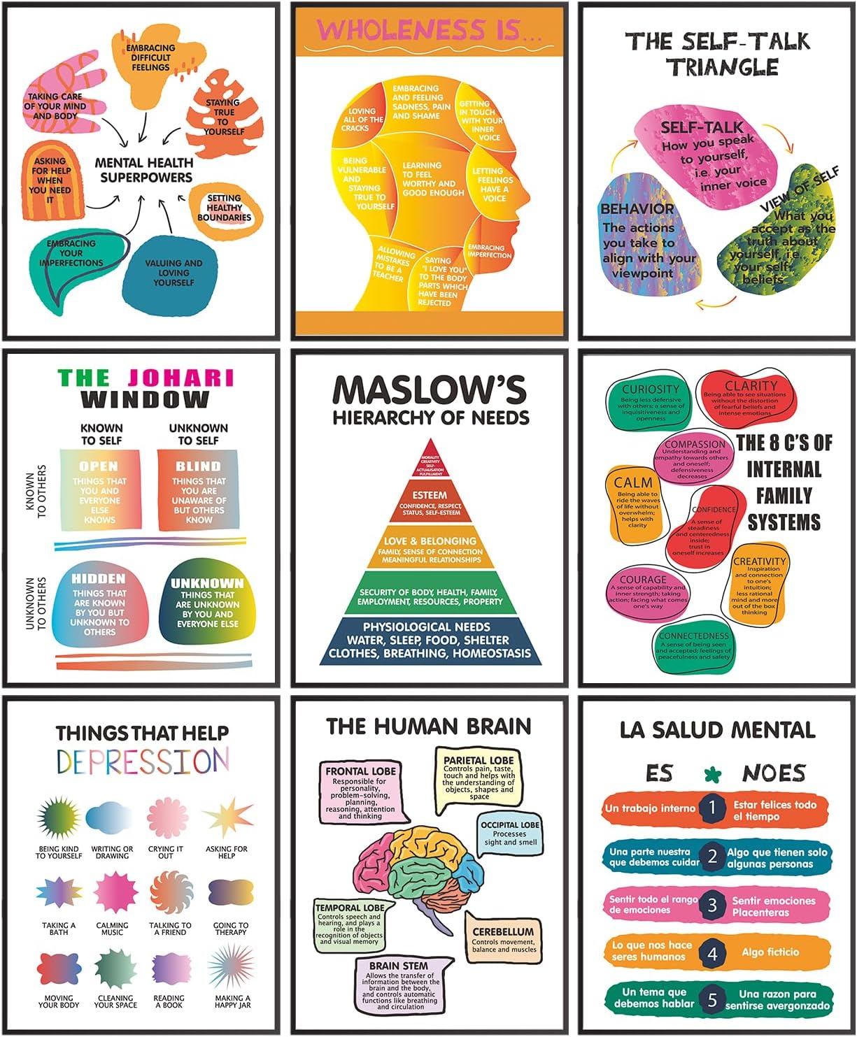 Mental Health Matters Poster, Therapy Office Decor, Counseling Office Must Haves, Kids Emotions Chart Wall Art