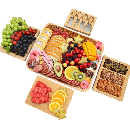 drmvalg Charcuterie Board Cheese Tray Set with Stainless Steel Knives, Slates and Bowls. Gift for Housewarming, Wedding Couple, Bridal Shower (CB002)