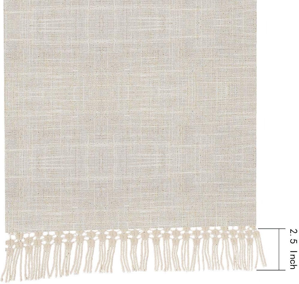 Grelucgo Natural Color Lined Fringe Table Runner or Dresser Scarf, 14 x 48 inches