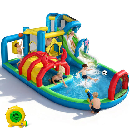 TOAOB Inflatable Water Slide for Kids 3-12: 8 in 1 Ocean-Themed Blow Up Backyard Water Park with 550W Blower for Outdoor Birthday Party