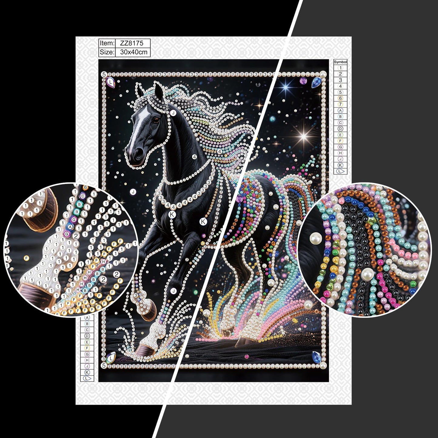 WSLWXSHM Pearl Diamond Painting Kits for Adults Horse, 5D Special Shape Diamond Art Kits for Beginners, Crystal Rhinestones Diamond Painting for Home Wall Decoration Gift 12×16inch/30×40cm Animal