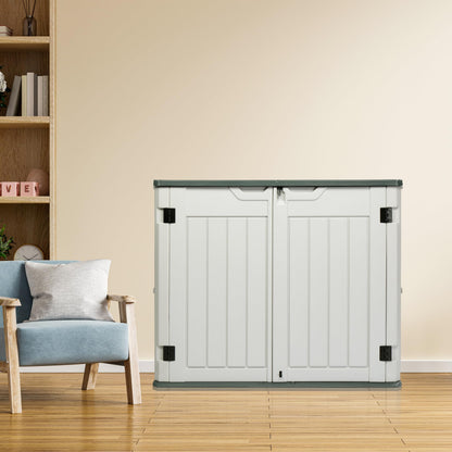 260 Gallon Deck Box, Outdoor Large Storage for Patio Furniture Cushions, Garden Pool Accessories, Deck Box Outdoor Storage Boxes for Patio Furniture 50""W x 29""D x 41"" H, White / Grey
