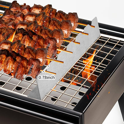 6 Pcs Stainless Steel Skewers Holder, Universal Shish Kabob Rack for BBQ and Grilling, Compatible with Wood, Bamboo, Round, Metal, Flat Skewers, 12 Inch