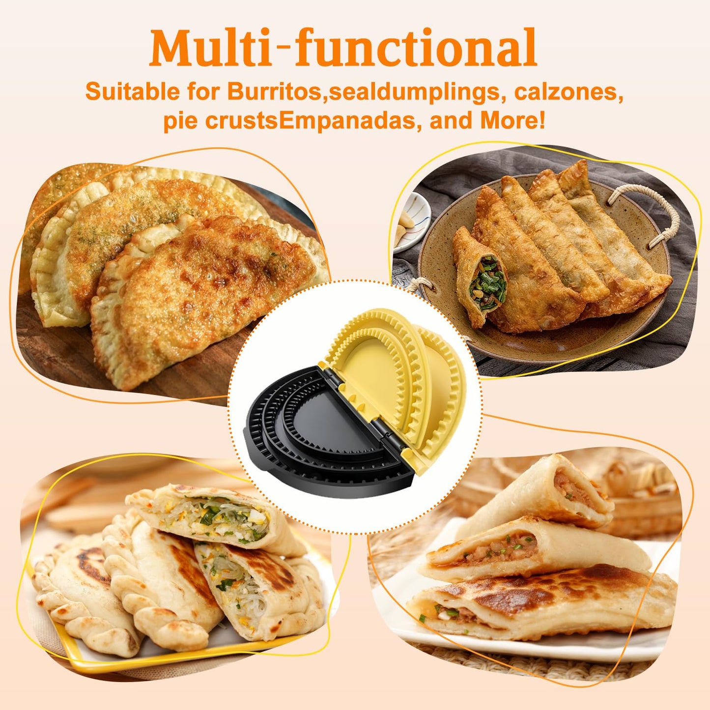 3-in-1 Tortilla Sealer - For 10, 8, 6 Inch Flour Tortillas,Detachable Tortilla Maker Press for Quesadilla, Empanada, Taco, Burrit | Mess-Free Meals in Seconds | BPA-Free, Dishwasher Safe